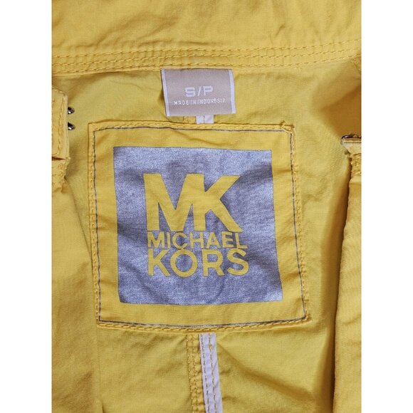 Michael Kors Yellow Short Trench Coat Women's Sz Small Petite No Belt Boho Bold - Picture 2 of 12